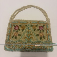 Saks Fifth Avenue Vintage Beaded Floral Clutch Evening Bag