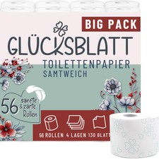 Glücksblatt Toilettenpapier SAMTWEICH mit Vanilleduft, 4-lagig, 56 Rollen x 1...