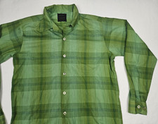Vintage Sears Shirt Mens Large Tall Plaid Mens Store Green
