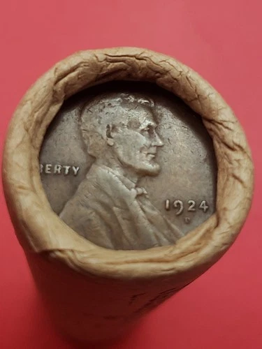 XF 1924-D LINCOLN WHEAT CENT 1912D LINCOLN WHEAT PENNY COIN ROLL ENDS BANKROLLED