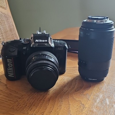 Nikon N5005 35mm SLR Film Camera Black with Quantaray Lens Built-In Light Meter