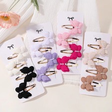 4 Pcs Butterfly Hair Clips Cotton Bows Double Layer Bang Hairpins Kids Styling