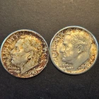 Lot of 2 Roosevelt silver dimes.1960d 1961d