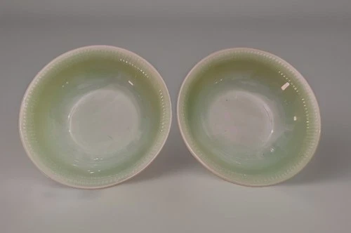 Set Of 2 Vintage Fire King Jadeite Jane Ray Ribbed 7.5" Soup Bowls