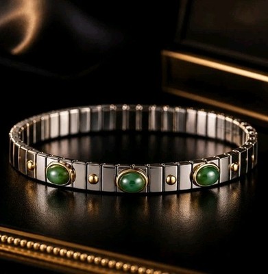 Nomination Armband Acero Y Oro 18k 750 Mls 4 Goldperlen 3 Smaragde