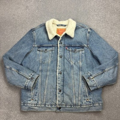 Levis Jeansjacke Erwachsene X Large blau Sherpa gefüttert Trucker Red Tab Utility Herren