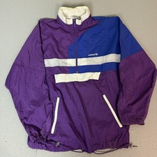 Vintage 90s Adidas Trefoil Windbreaker Jacket Large Purple Blue Colorblock