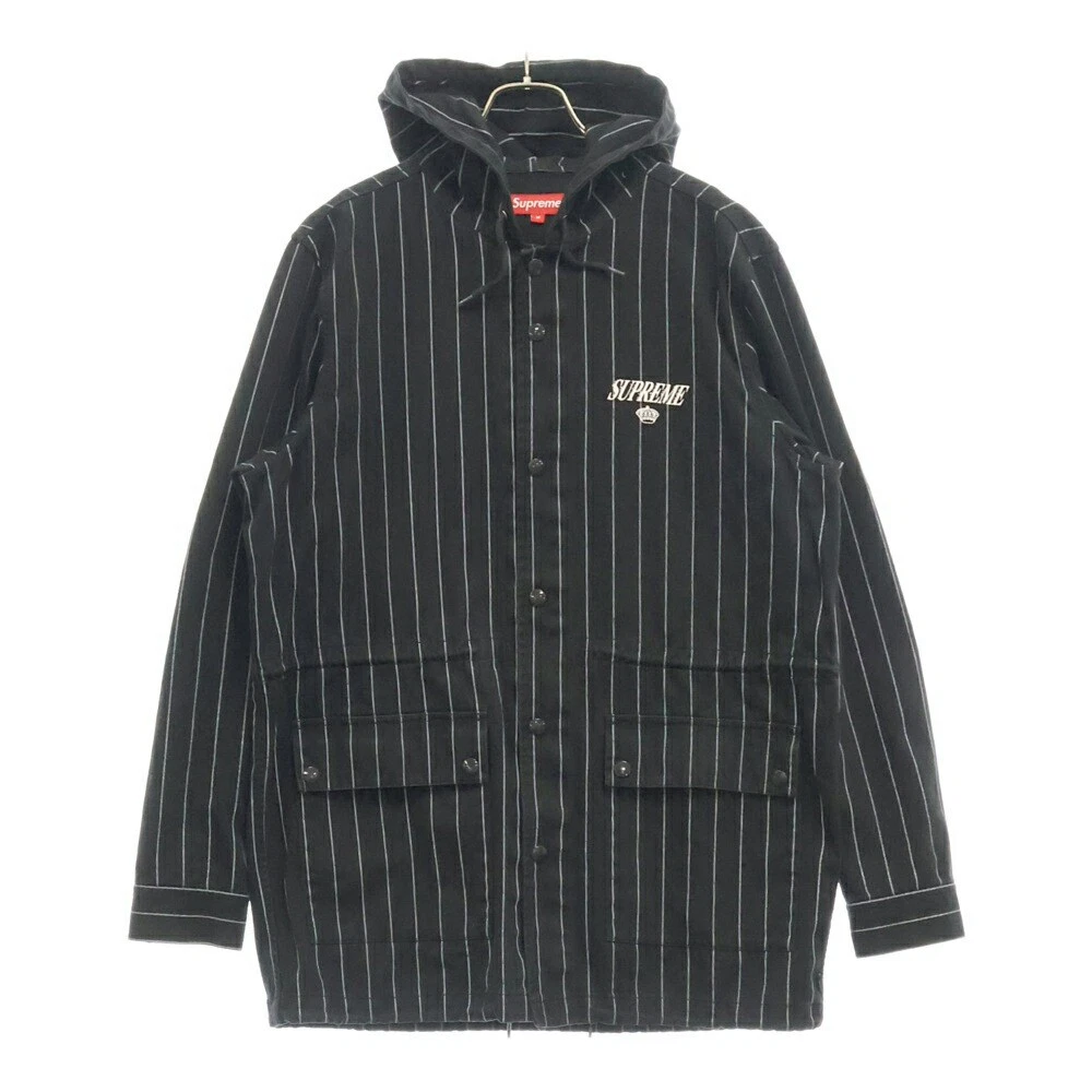 Parka en sergé à rayures Supreme taille M 13Aw logo imprimé capuche rayée FkP22