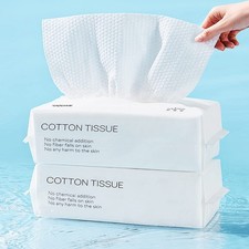 Cotton Facial Dry Wipes 100 Count, Deeply Cleansing Disposable Face Towel Cot...