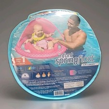 SwimWays Infant Baby Spring Float with Adjustable Sun Canopy - Pink Flower NEW