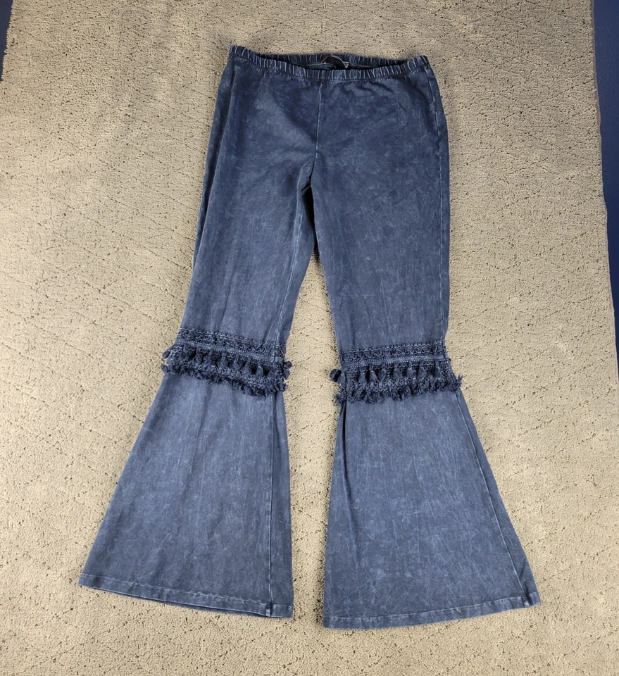 Брюки Chatoyant женские 1XL Blue Bell низ без застежек бахрома хиппи богемное фестиваль - Изображение 2 из 4