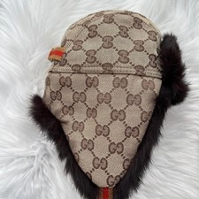 Gucci Vintage GG Monogram Pilot Flight Cap Si...