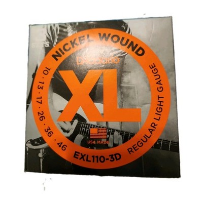 D'Addario Nickel Wound Guitar Strings XL 3 Sets. Exl 110-3D USA