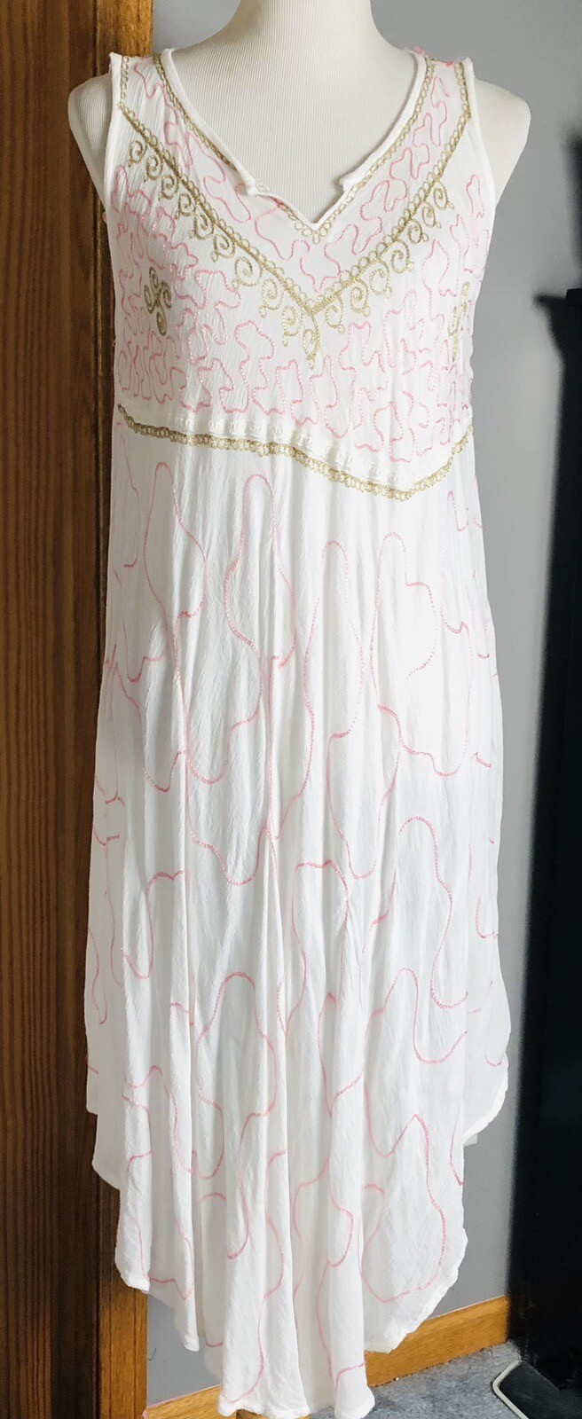 Swing Dress Os White Asymmetric Flowy Beach Boho Fairy