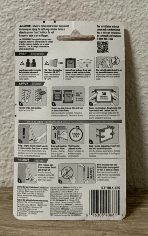 📀 Command X-Large Picture Hanging Strips - 8 Pairs Black NEW - Image 2 of 2