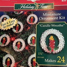 24pc Holiday Time Miniature Ornament Kit Wreath Candle Beadery Christmas Craft