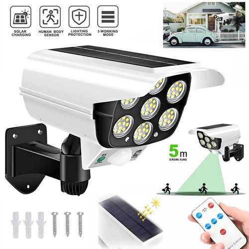 2X LED Motion Solar Sensor Light Remote Outdoor Security Garden Yard Fake Camera - Picture 5 of 24