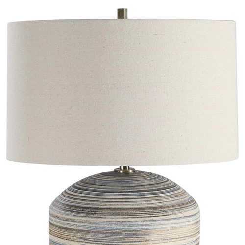 Uttermost Prospect Ceramic and Iron Striped Accent Lamp in Blue/Brown/White - Picture 4 of 9