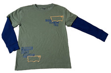 Levi's Boys Long Sleeve Shirt Size 8 Green Thermal Blue Sleeves Levi's Logo