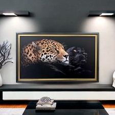 32, 43, 50, 55 inch wood frame for Samsung,The Frame TV, Satin Black W/gold leaf