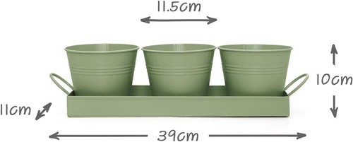 Indoor Herb Planters Tray Kitchen Windowsill Plant Pot With Handle Charcoal Set - Picture 2 of 5