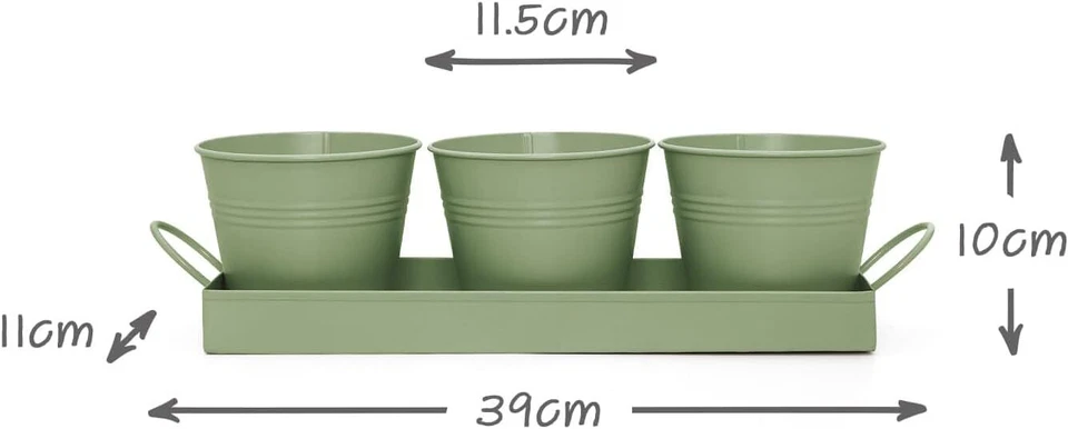 Indoor Herb Planters Tray Kitchen Windowsill Plant Pot With Handle Charcoal Set - Image 2 of 4