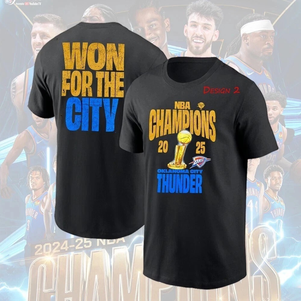 OKC Thunder 2025 Basketball Finals Champions Double Sided T-Shirt - All Sizes