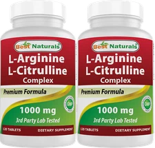 2 Pack Best Naturals L-Arginine L-Citruline Complex 1000 mg 120 Tablets