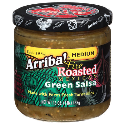 Arriba Salsa Green Medium 16 oz (Pack of 6)