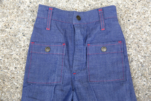 Vintage 70s Buster Brown Kids Youth Denim Bell Bottom Flare Jean Pants size 6/7 - Picture 2 of 8
