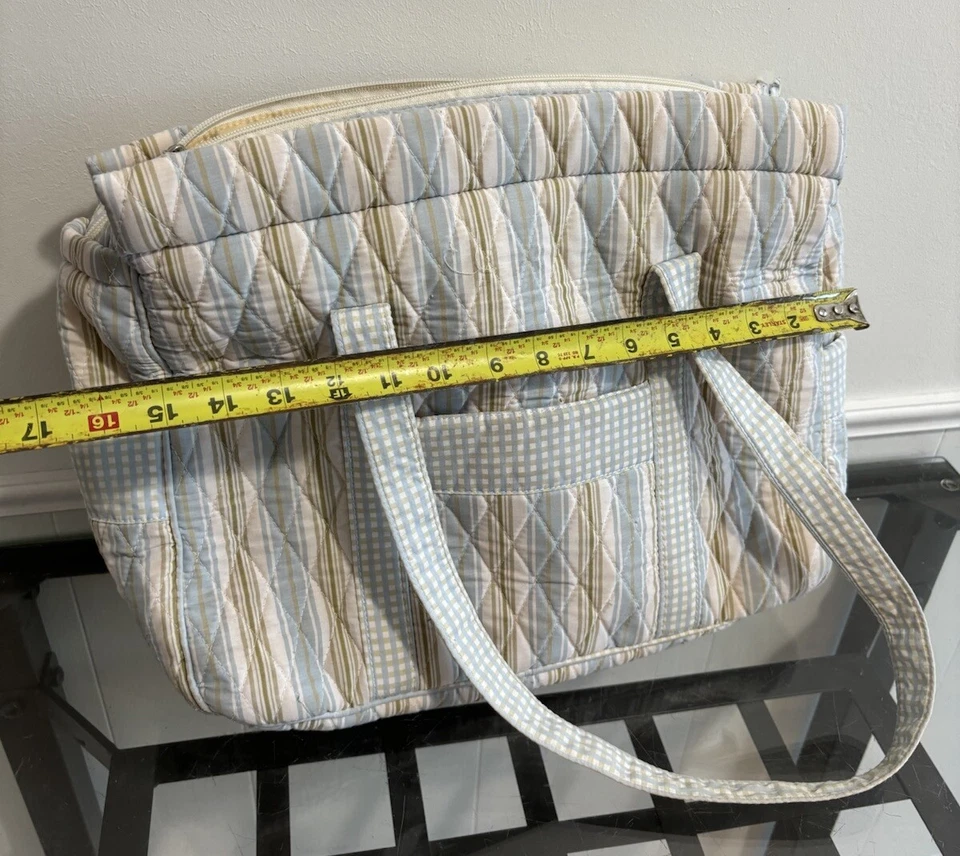 Vintage Medium/Large Sized Diaper Bag Tote Pastel Stripes Plaid - Image 4 of 4