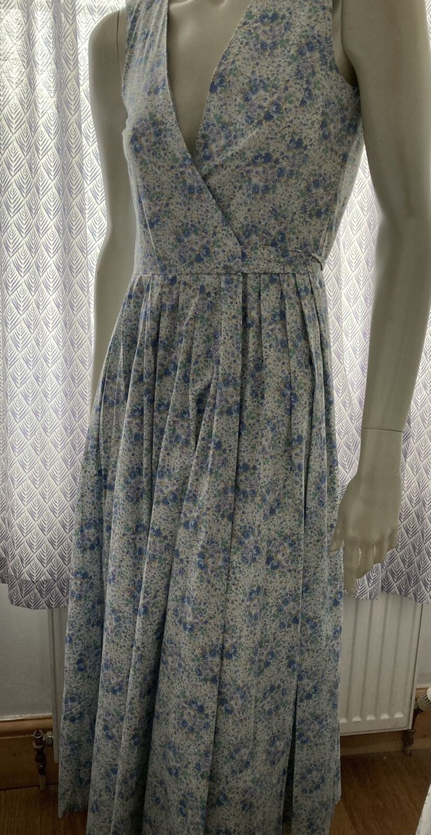 Laura Ashley 80s Vintage Floral Wrap over Dress, Garden Party