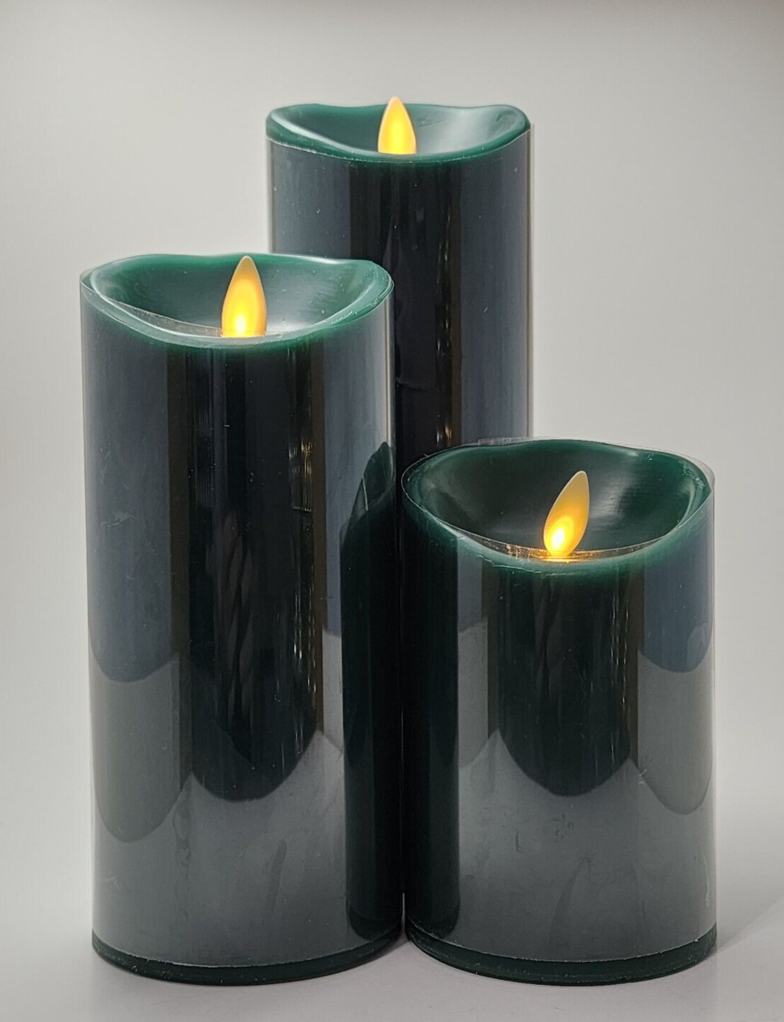 Luminara Set/3 GREEN Flameless Battery Candles 8" 6" 4" w/Timer NEW eBay