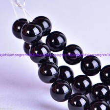 8mm Natural Black Agate Onyx Round Gemstone Loose Beads 15 Inch Strand