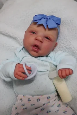 Reborn Baby Puppe realistischer weicher Körper Neugeborene Estella Haare bemalt 19 Zoll lebensecht
