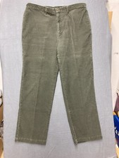 Vintage Haggar Pants Me 40x32 Green Corduroy Straight Leg Flat Front