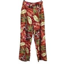 Guess Wide-Leg Pants Size XS Xsmall Leta Tropical Print Red High-Rise