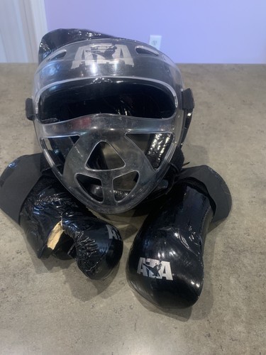 ATA Martial Arts Karate, Taekwondo and MMA HeadGear with Plastic Shield