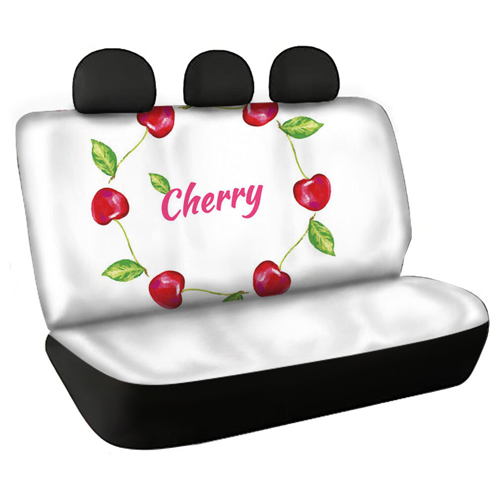 Women' Cherry Print Auto Rear Bench Seat Protector Car Back Seat Covers Set of 2