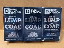 Lot Of 3 Bars Duke Cannon Big Ass Lump Of Coal Activated Charcoal Soap 10oz NEW