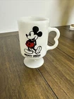 Vintage Disney Mickey Mouse Milk Glass Footed Pedestal Coffee Cup Mug