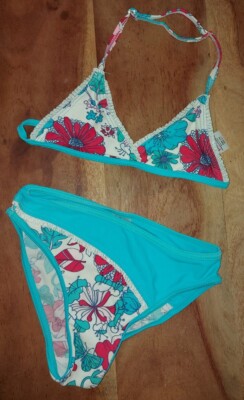 CAKEWALK süßer Bikini für Mädchen bunt geblümt Türkisblau 110-116 5-6 Jahre Top