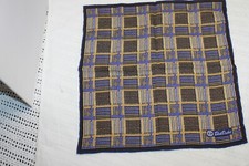 David Donahue men's Chocolate Brown Blue Geometric Pocket Square MSRP 75