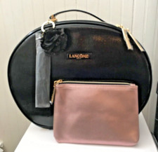 Lancome Large Black Cosmetic Makeup Travel Bag SOFT TRAIN CASE  Rose Pink Bag