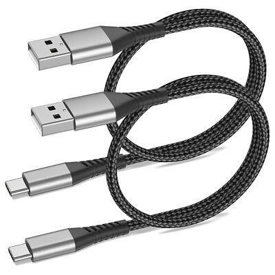 USB to USB C Cable 2ft, 2 Pack Braided USB Type C Cable Fast Charging Cord, 2ft
