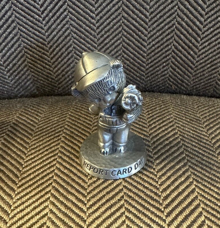 Vintage 1980's Avon Fine Pewter School Days Bear- Report Card day