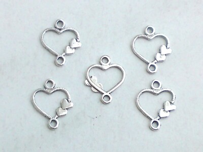 10x Verbinder Herz 13x11mm Anhänger Schmuckverbinder Armband Kette Deko Basteln