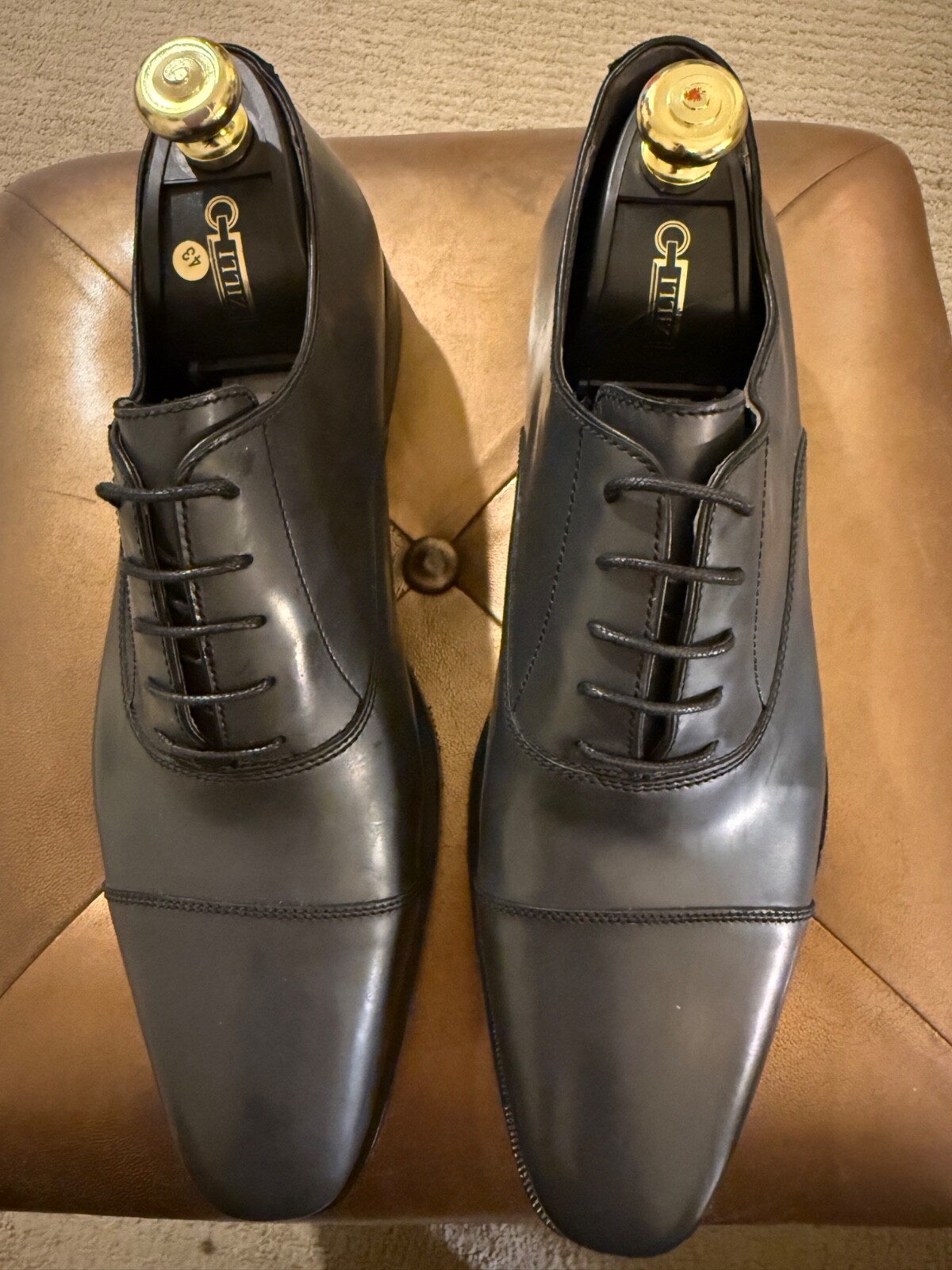 SAOLA scarpe uomo zilli grigie pelle patten speciale taglia 43 o 10US