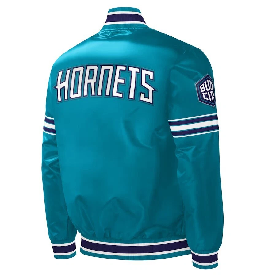 Charlotte Hornets Turquoise Baseball Jacket  (Not Satin, Not Leather)