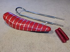 RED SPARKLE BICYCLE BANANA SEAT,SISSY BAR,GRIPS INCLUDED,STINGRAY,KRATE 20"BIKE